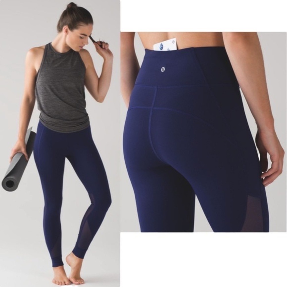 Lululemon Hot Like Agni Legging 8 Hero Blue Mesh Sheer Full On Luxtreme